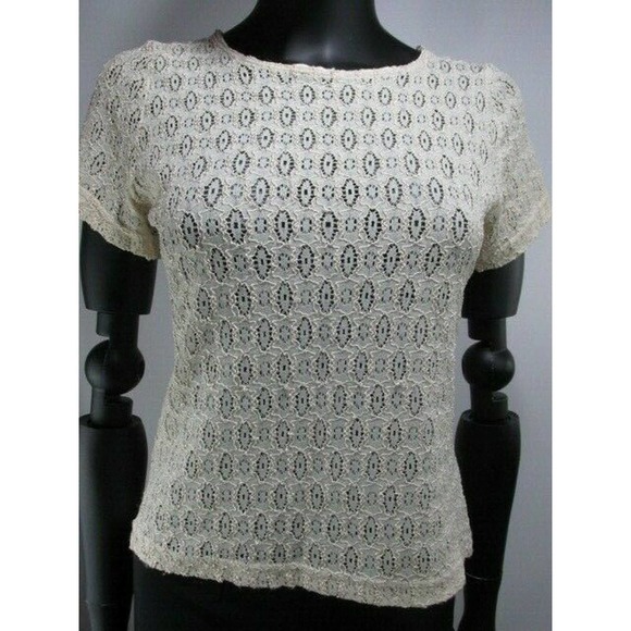 NOW Short Sleeve Threaded Crochet Lace Blouse - Picture 1 of 12